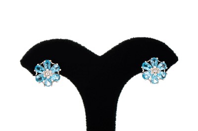 Lot 60 - A PAIR OF CLUSTER EARRINGS, mounted in 9ct...