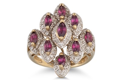 Lot 138 - A GEM SET AND DIAMOND CLUSTER RING, mounted in...