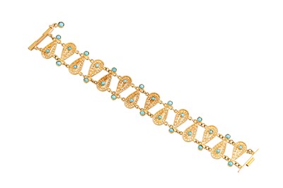 Lot 247 - A TURQUOISE SET BRACELET, of Eastern design,...