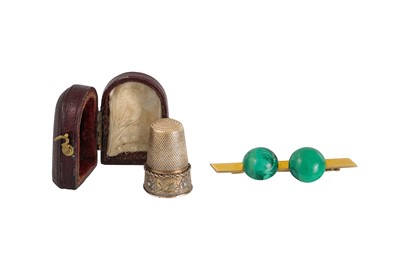 Lot 255 - AN ANTIQUE 15CT GOLD BAR BROOCH, set with two...