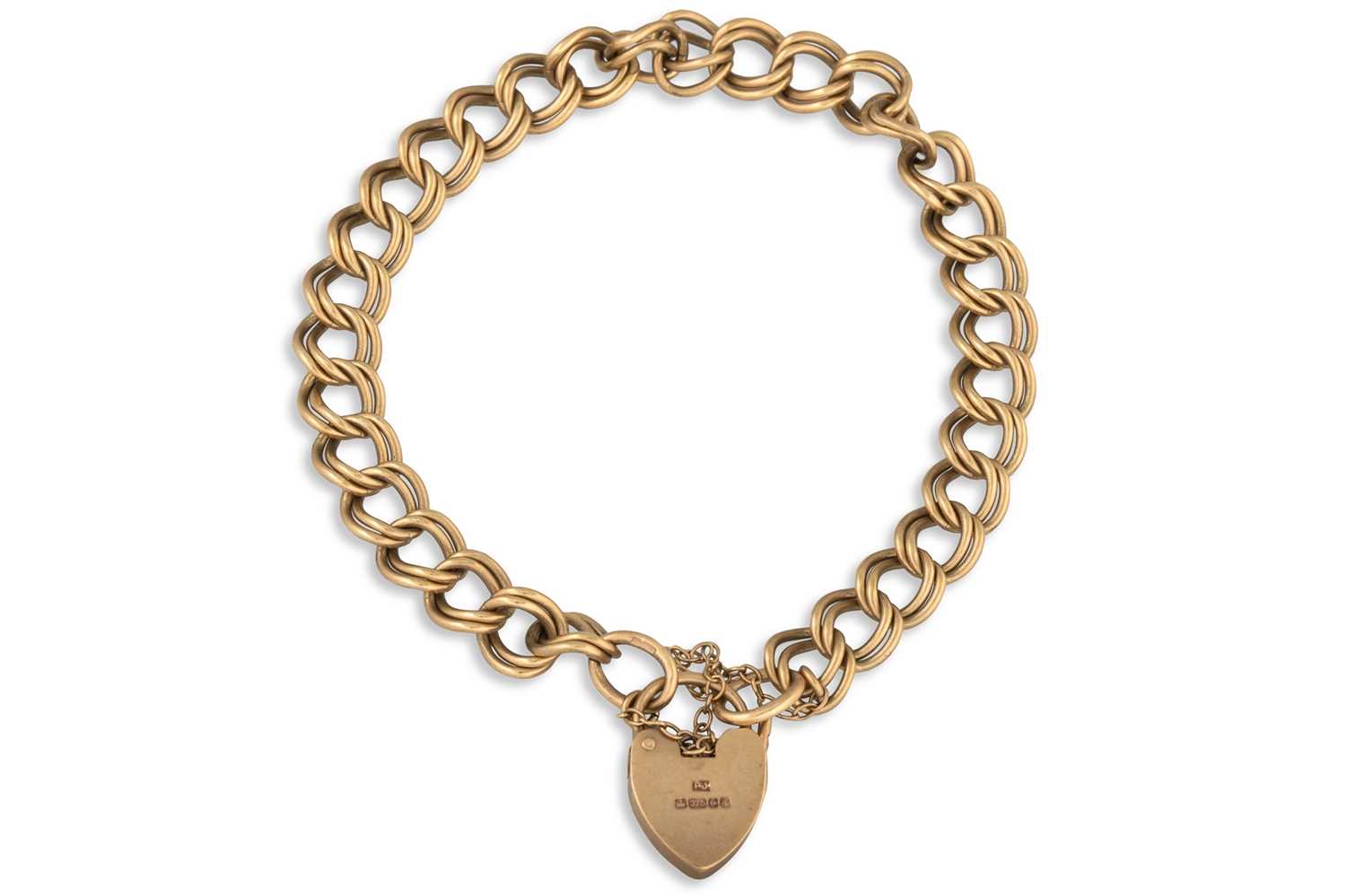 Lot 104 - A 9CT GOLD BRACELET, with padlock clasp, 14 g.