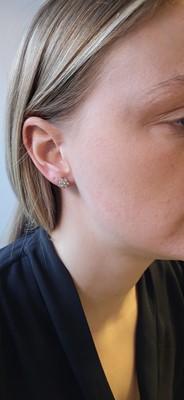 Lot 37 - A PAIR OF DIAMOND CLUSTER EARRINGS, mounted in...