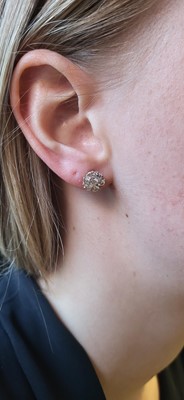Lot 37 - A PAIR OF DIAMOND CLUSTER EARRINGS, mounted in...