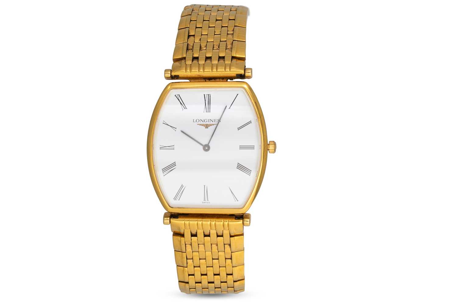 Lot 425 - A GENT'S LONGINES GOLD PLATED WRISTWATCH,...