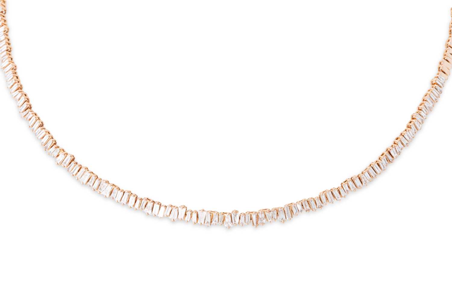 Lot 176 - A DIAMOND OPEN COLLAR NECKLACE, set throughout...