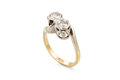 Lot 173 - A TWO STONE DIAMOND RING, the round diamonds...