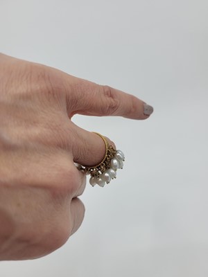 Lot 113 - A PEARL DRESS RING, mounted in gold, XRF...