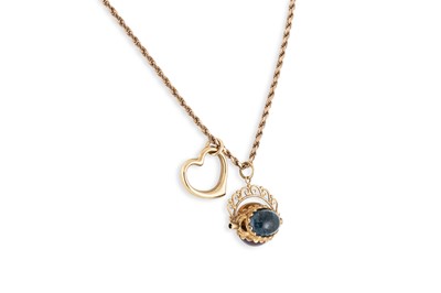 Lot 58 - A 9CT GOLD CHAIN, suspending swivel fob and a...