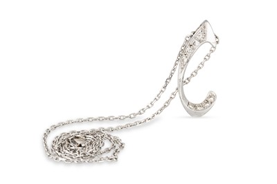 Lot 143 - AN 18CT WHITE GOLD DIAMOND SET PENDANT, wish...