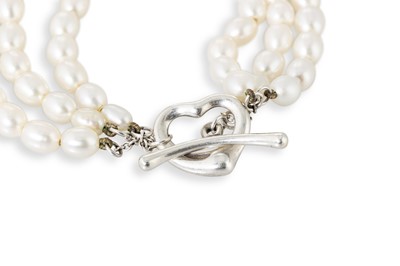 Lot 148 - A TIFFANY & CO TRIPLE ROW OF RIVER PEARLS...