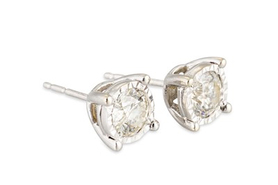 Lot 227 - A PAIR OF DIAMOND STUD EARRINGS, illusion set...