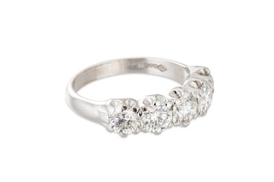Lot 245 - A DIAMOND FIVE STONE RING, the brilliant cut...