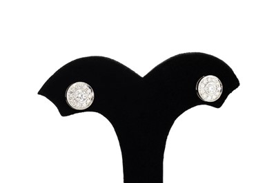 Lot 280 - A PAIR OF TIFFANY DIAMOND CLUSTER EARRINGS,...