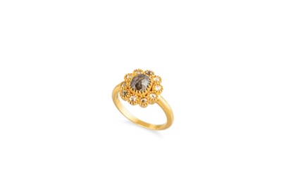 Lot 131 - A DIAMOND CLUSTER RING, the opaque rose cut...