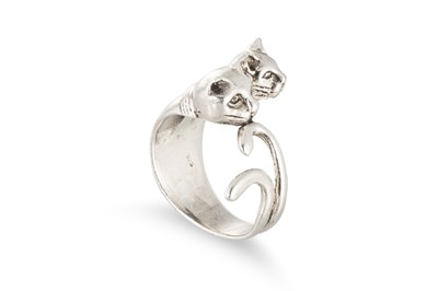 Lot 109 - A MARCASITE BROOCH, modelled as a cat together...