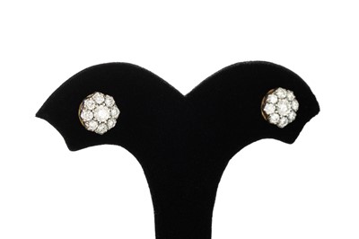 Lot 110 - A PAIR OF DIAMOND CLUSTER EARRINGS, the round...