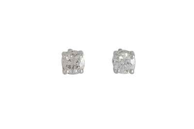 Lot 224 - A PAIR OF DIAMOND STUD EARRINGS, mounted in...