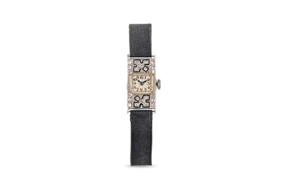 Lot 194 - AN ART DECO DIAMOND AND ENAMEL COCKTAIL WATCH,...