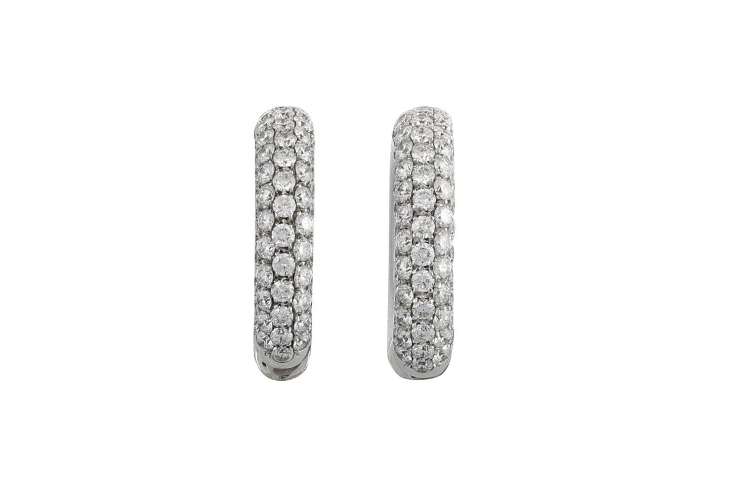 Lot 231 - A PAIR OF DIAMOND PAVE SET HOOP EARRINGS,...