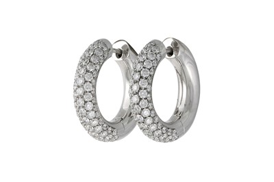 Lot 231 - A PAIR OF DIAMOND PAVE SET HOOP EARRINGS,...