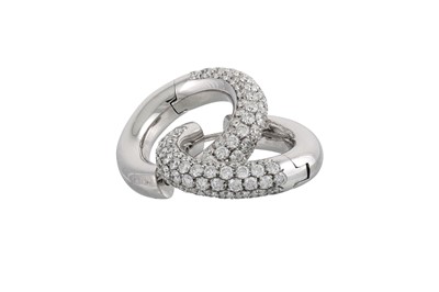Lot 231 - A PAIR OF DIAMOND PAVE SET HOOP EARRINGS,...