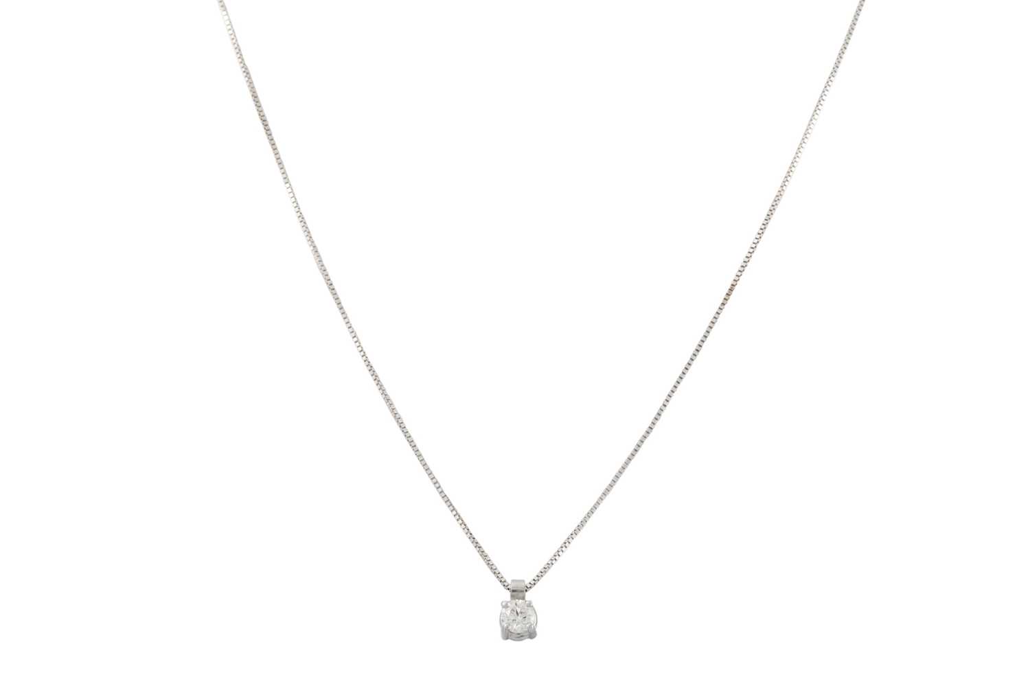 Lot 235 - A DIAMOND PENDANT, on a 18ct white gold chain....