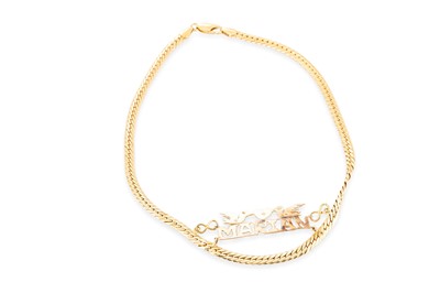 Lot 36 - AN 18CT YELLOW NECKLACE, with identity logo in...