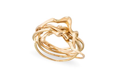 Lot 38 - A 14CT YELLOW GOLD PUZZLE RING, 6.6 g., size Q