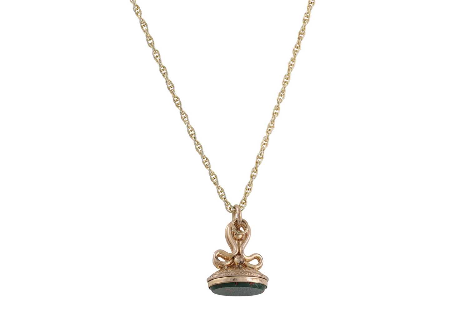 Lot 11 - A BLOODSTONE SEAL, mounted in 9ct yellow gold,...