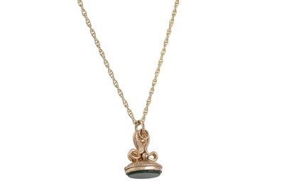 Lot 11 - A BLOODSTONE SEAL, mounted in 9ct yellow gold,...