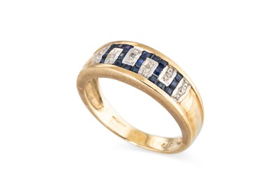 Lot 93 - A SAPPHIRE AND DIAMOND SET BAND RING, the...