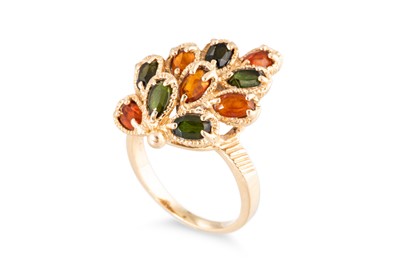 Lot 80 - A VINTAGE CLUSTER RING, of naturalistic form,...