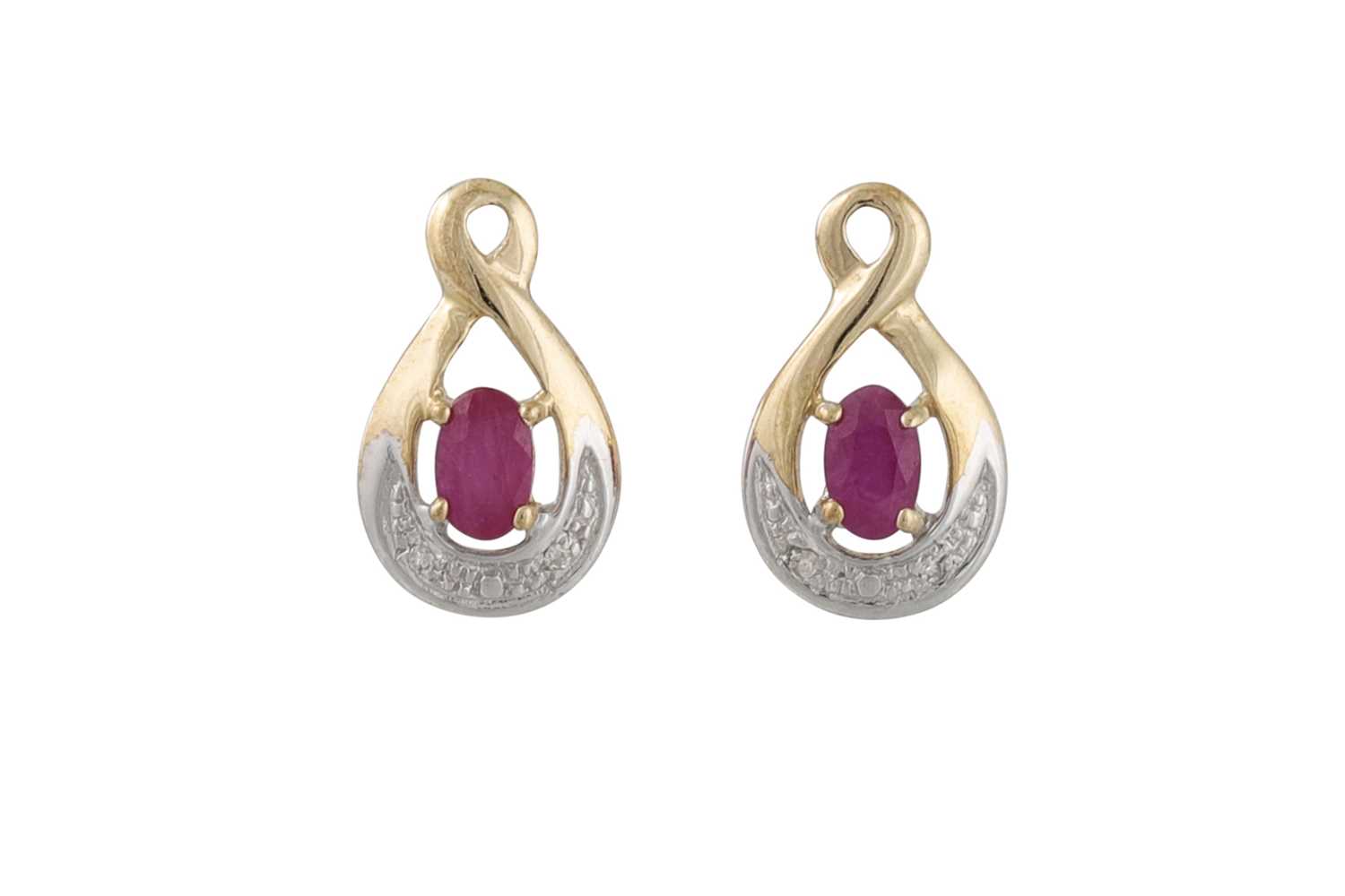 Lot 19 - A PAIR OF DIAMOND AND RUBY DROP EARRINGS,...