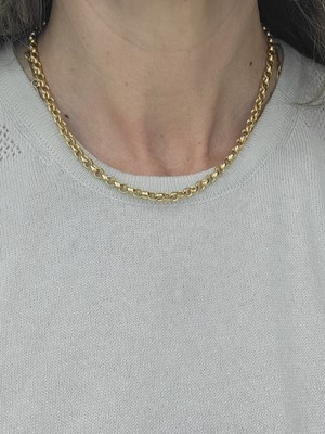 Lot 61 - AN 18CT BELCHER LINK NECKCHAIN, ca 17.5" long,...