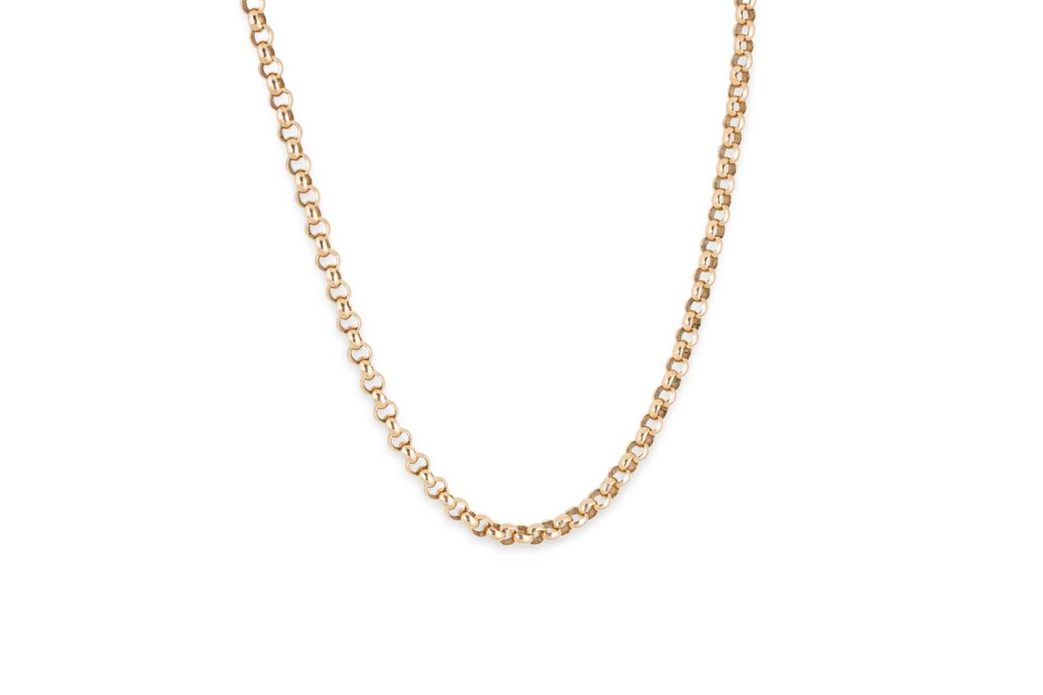 Lot 65 - A 9CT BELCHER LINK NECKCHAIN, 30" long, 31.2 g.