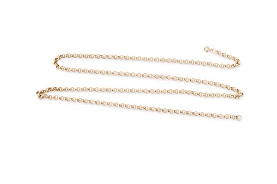 Lot 65 - A 9CT BELCHER LINK NECKCHAIN, 30" long, 31.2 g.