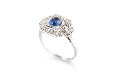 Lot 63 - AN ART DECO SAPPHIRE AND DIAMOND RING, the...