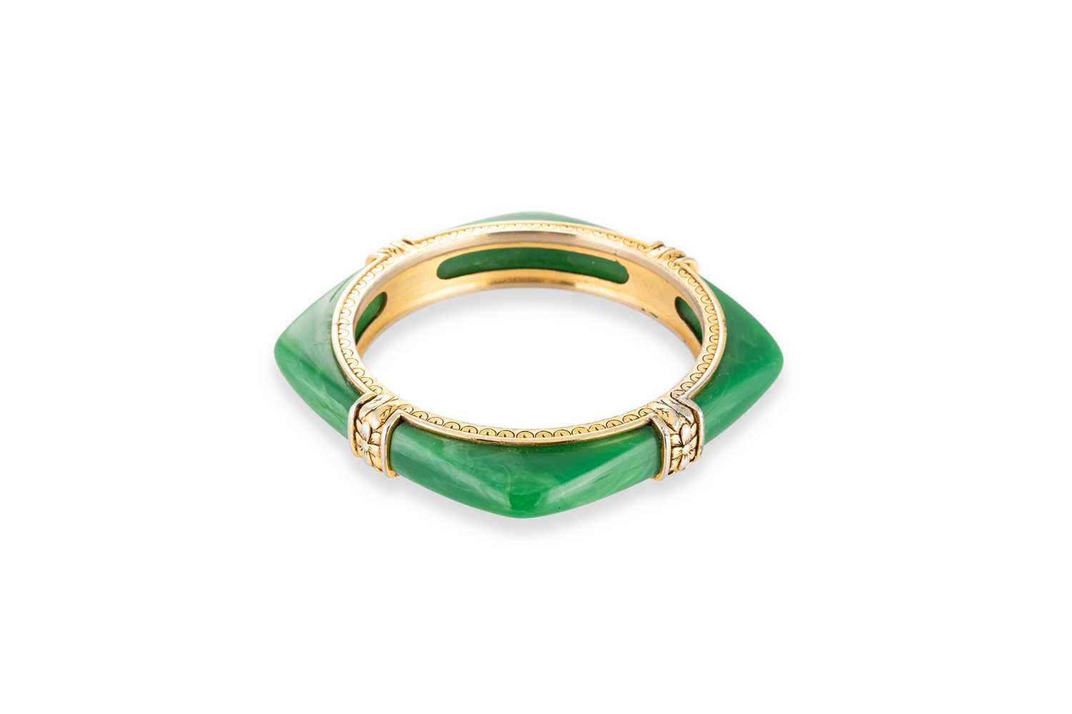 Lot 22 - A MID CENTURY CROWN TRIFARI FAUX 'JADE' BANGLE,...