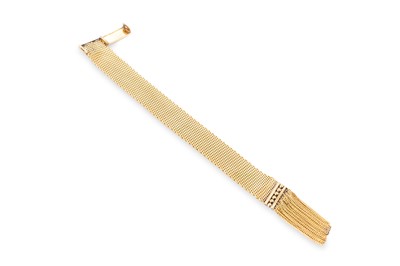Lot 26 - A MID-CENTURY FRENCH MESH BRACELET, adjustable...