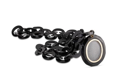 Lot 40 - A VICTORIAN VULCANITE CHAIN NECKLACE,...
