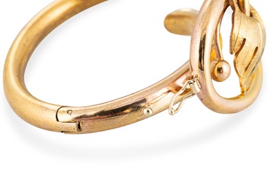 Lot 41 - A VICTORIAN GOLD PLATED SHAPED BANGLE, of...