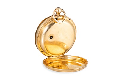 Lot 411 - AN ANTIQUE 18CT GOLD HALF HUNTER OPEN FACED...