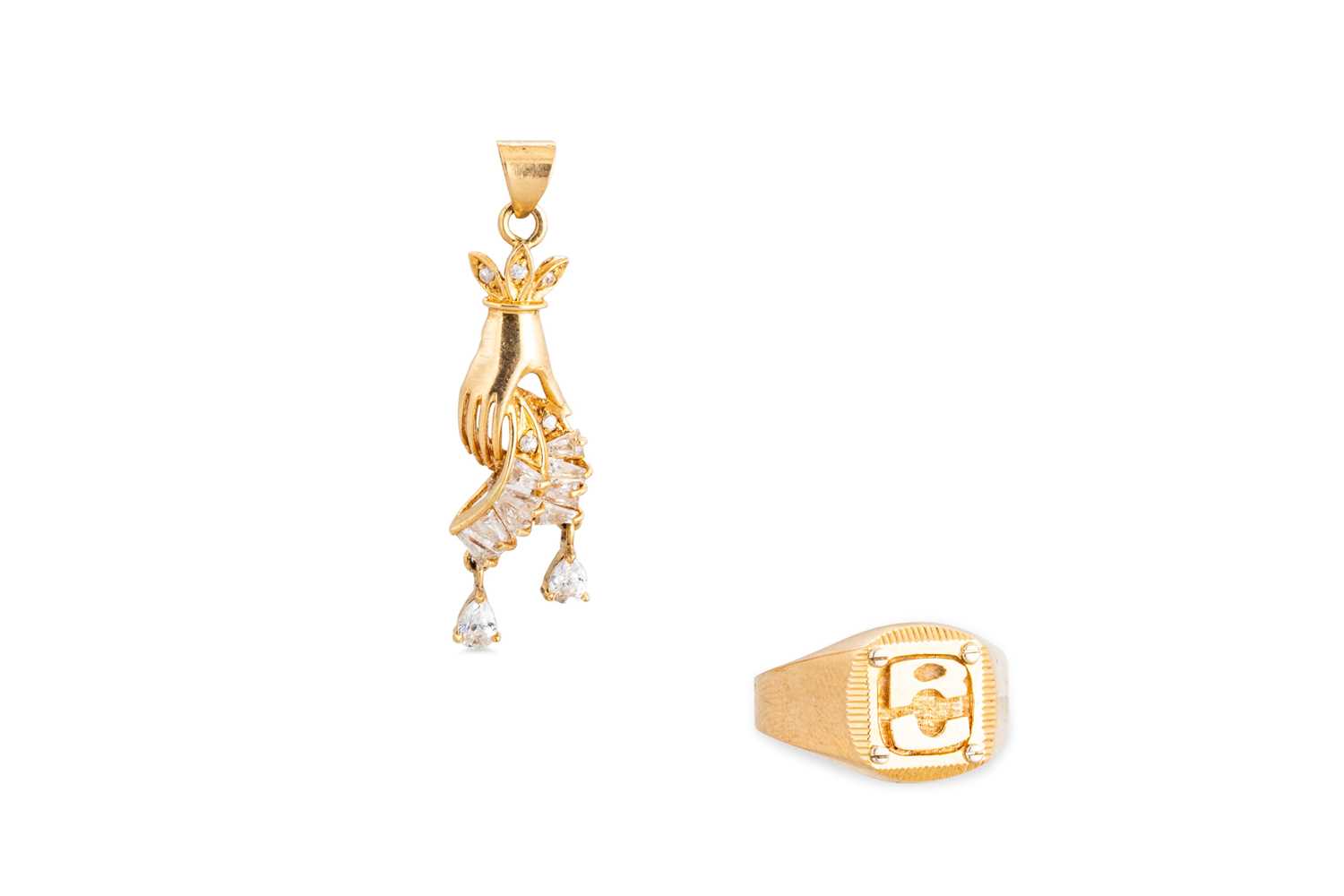 Lot 1 - AN 18CT YELLOW GOLD SIGNET RING, with French...