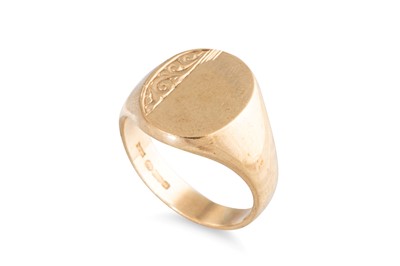 Lot 2 - A 9CT YELLOW GOLD SIGNET RING, together with a...