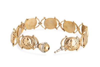 Lot 3 - A 9CT YELLOW GOLD BRACELET, with nine...