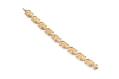 Lot 3 - A 9CT YELLOW GOLD BRACELET, with nine...