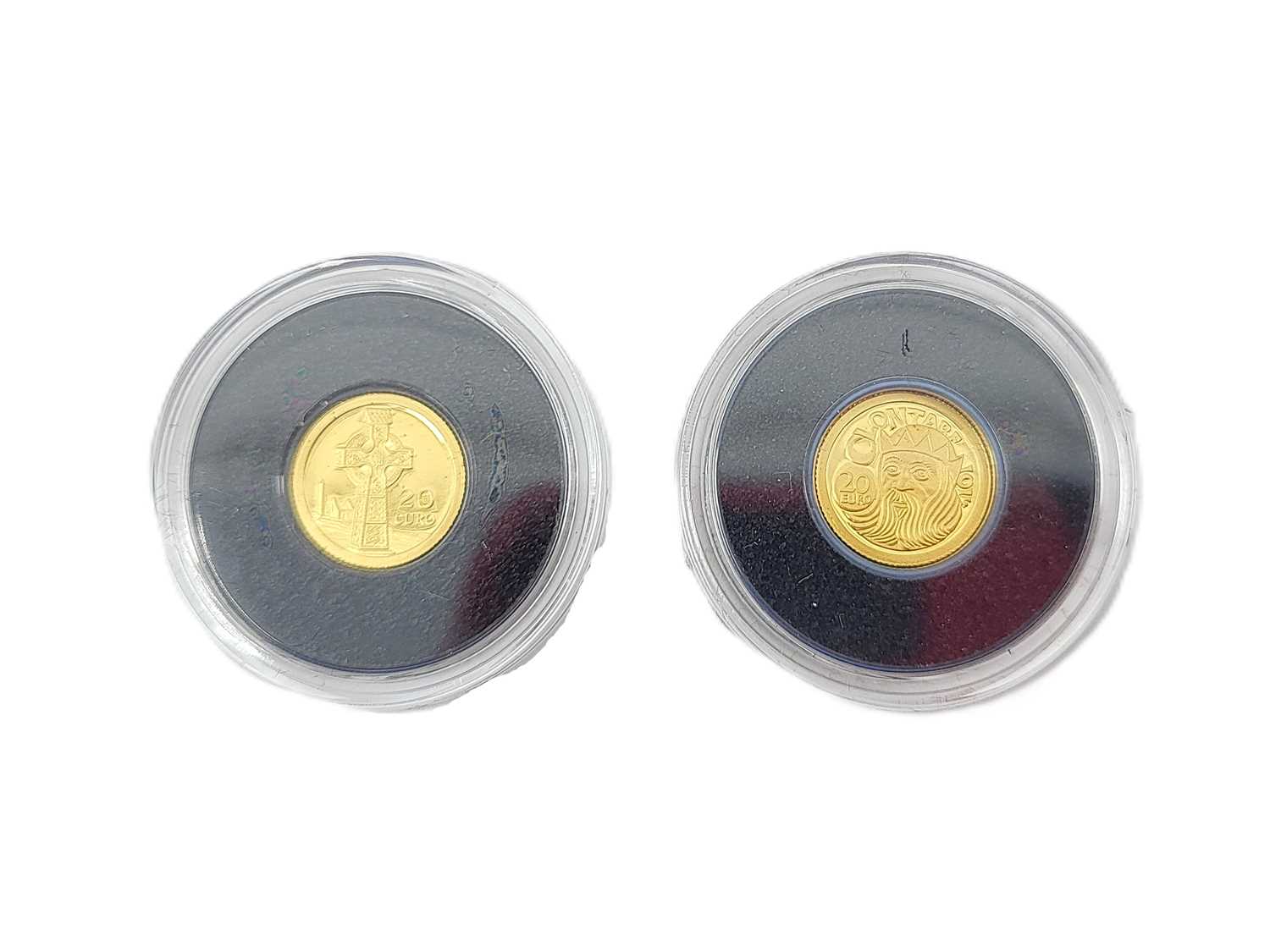 Lot 446 - A PAIR OF 0.5 G. GOLD PROOF IRISH COINS, 2011...