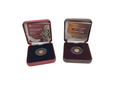 Lot 446 - A PAIR OF 0.5 G. GOLD PROOF IRISH COINS, 2011...