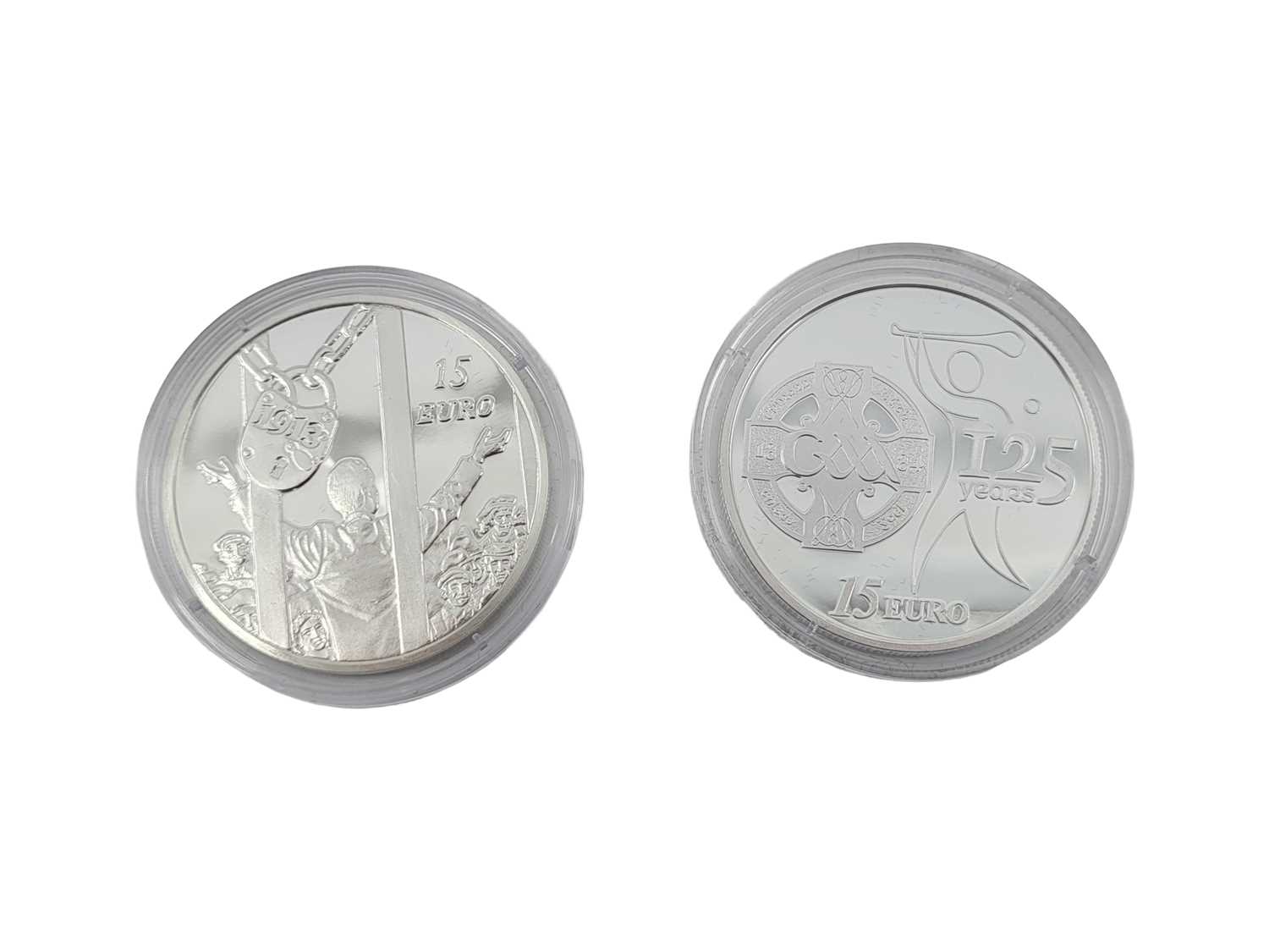 Lot 451 - FOUR X €10 / €15 SILVER IRISH PROOF COINS,...