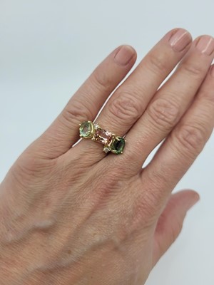Lot 97 - A TOURMALINE AND DIAMOND RING, comprising pink...